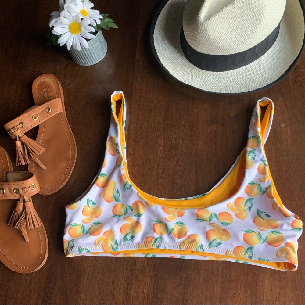 Orange Print Bikini Top Size Large - Picture 2 of 6